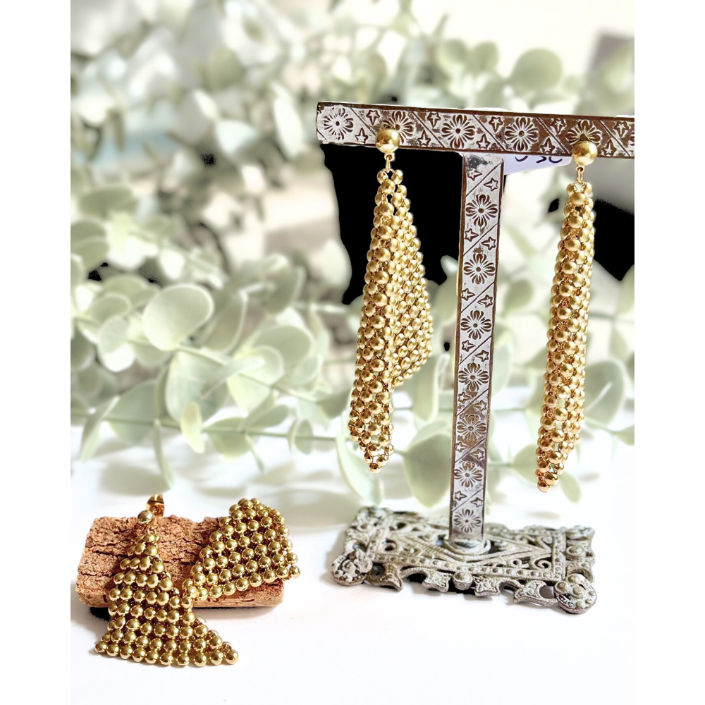 Pendiente Malla Oro - Imagen 4
